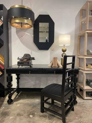 Noir Portuguese Desk - Hand Rubbed Black