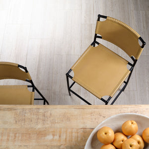 Asher Dining Chair - Cashew Leather  & Black Metal