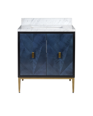 Kallista 30" Blue Vanity with Rectangular Undermount Sink