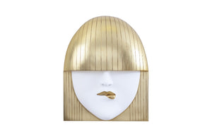 Fashion Faces Wall Art, Large, Pout, White and Gold Leaf