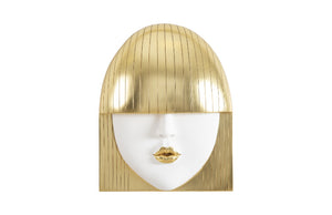 Fashion Faces Wall Art, Large, Kiss, White and Gold Leaf
