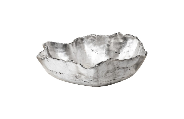 Cast Onyx Bowl, Silver Leaf, Small