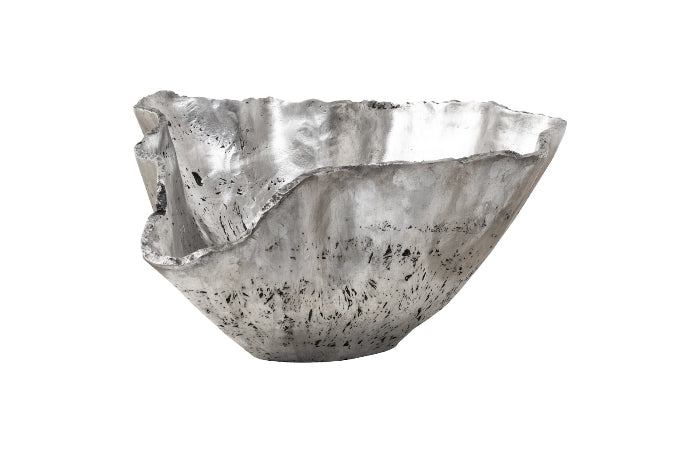 Cast Onyx Bowl, Silver Leaf, Large