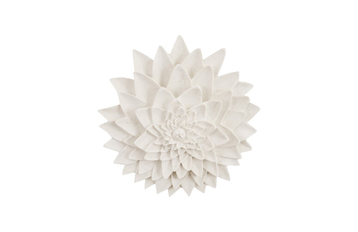 Dahlia Flower Wall Art, White Stone