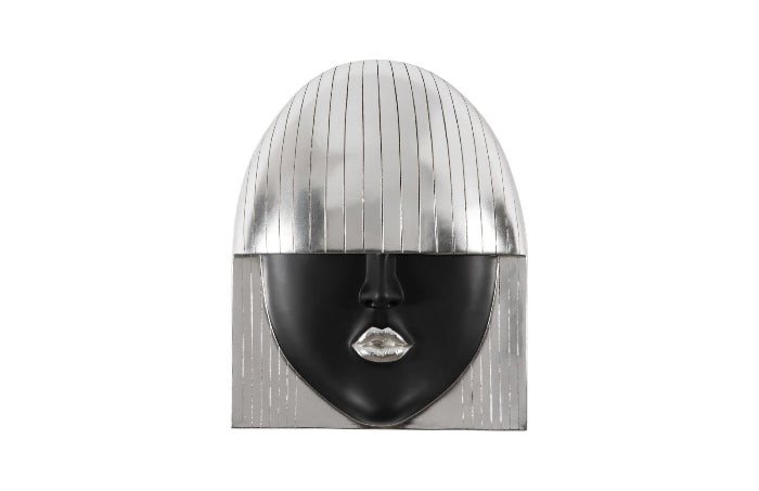 Fashion Faces Wall Art, Large, Kiss, Black and Silver Leaf