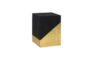 Scorched Side Table, Black and Gold Leaf