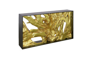 Cast Root Framed Console Table, Wood Frame, Resin, Gold Leaf