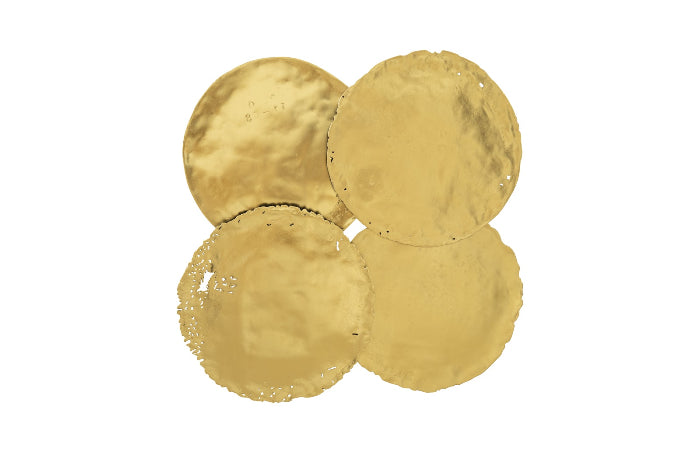 Cast Oil Drum Wall Discs, Gold Leaf, Set of 4