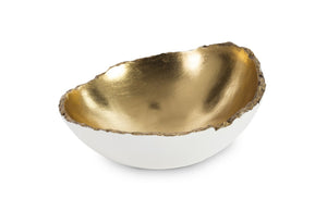 Broken Egg Bowl, White and Gold Leaf