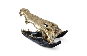 Crocodile Skull, Black/Gold Leaf