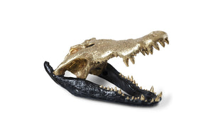 Crocodile Skull, Black/Gold Leaf