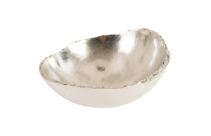 Broken Egg Bowl, White and Silver Leaf