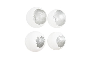 Broken Egg Wall Art, White and Silver Leaf, Set of 4