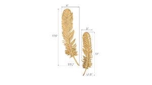 Feathers Wall Art, Small, Gold Leaf, Set of 2