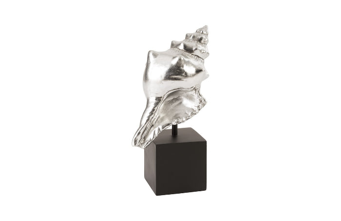 Conch Table Sculpture, Silver Leaf