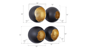 Broken Egg Wall Art, Black and Gold Leaf, Set of 4