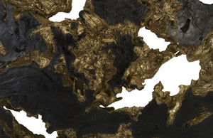 Burled Root Wall Art, Large, Black and Gold Leaf