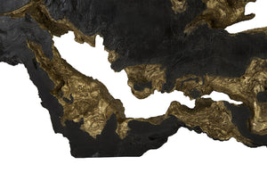 Burled Root Wall Art, Large, Black and Gold Leaf