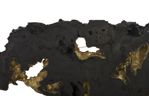 Burled Root Wall Art, Large, Black and Gold Leaf