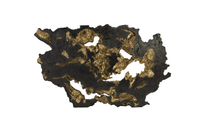 Burled Root Wall Art, Large, Black and Gold Leaf