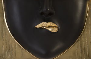 Fashion Faces Wall Art, Large, Pout, Black and Gold Leaf