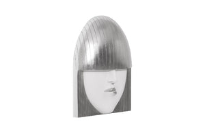 Fashion Faces Wall Art, Large, Pout, White and Silver Leaf