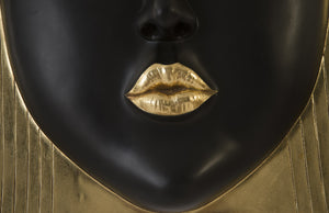 Fashion Faces Wall Art, Large, Kiss, Black and Gold Leaf
