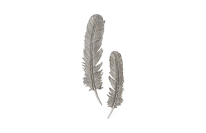 Feathers Wall Art, Large, Silver Leaf, Set of 2