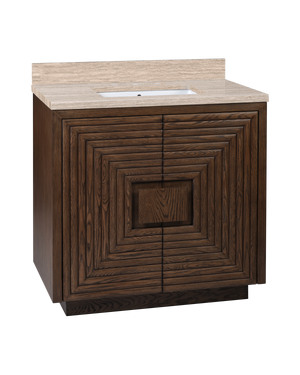 Morombe 36" Cocoa Travertine Vanity with Rectangular Undermount Sink