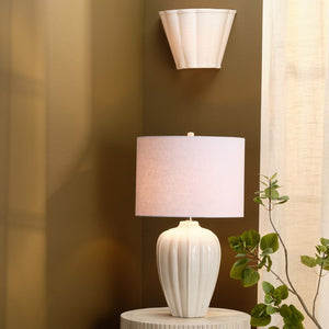 Scalloped 1-Light Wall Sconce, White Linen