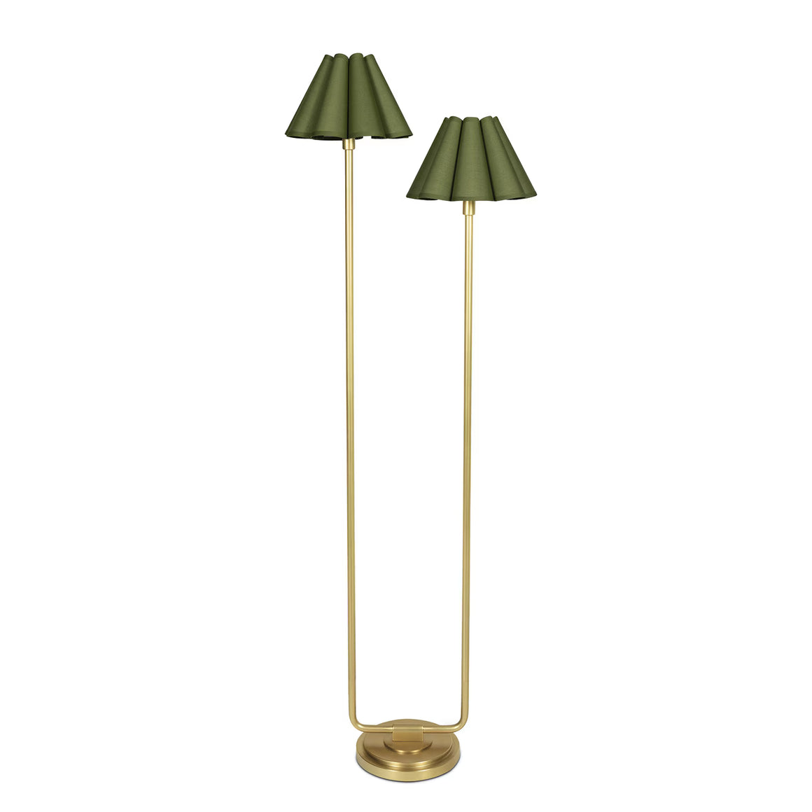 Polly Floor Lamp (Natural Brass with Olive  Scalloped Shade)