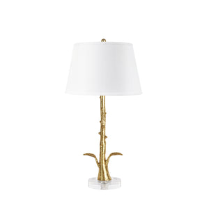 Rama Lamp with Shade 16-inch White Linen, with Gold, Gold Leaf | Rama Collection | Villa & House