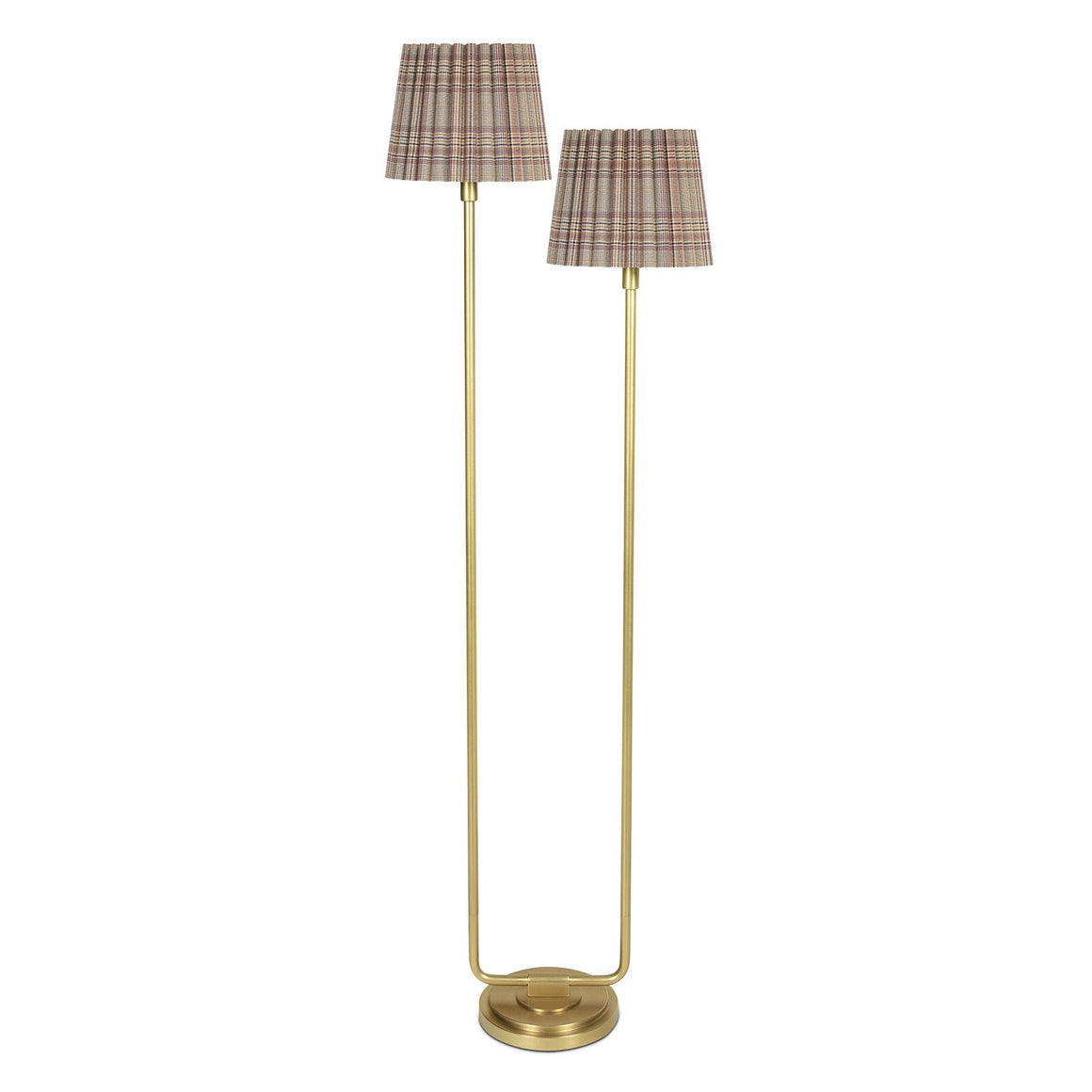 Polly Floor Lamp (Natural Brass with Heritage Plaid Pleated Shade)