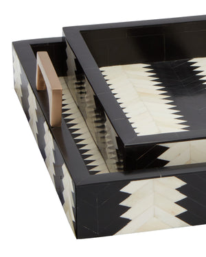 Arrow Black & White Tray Set of 2