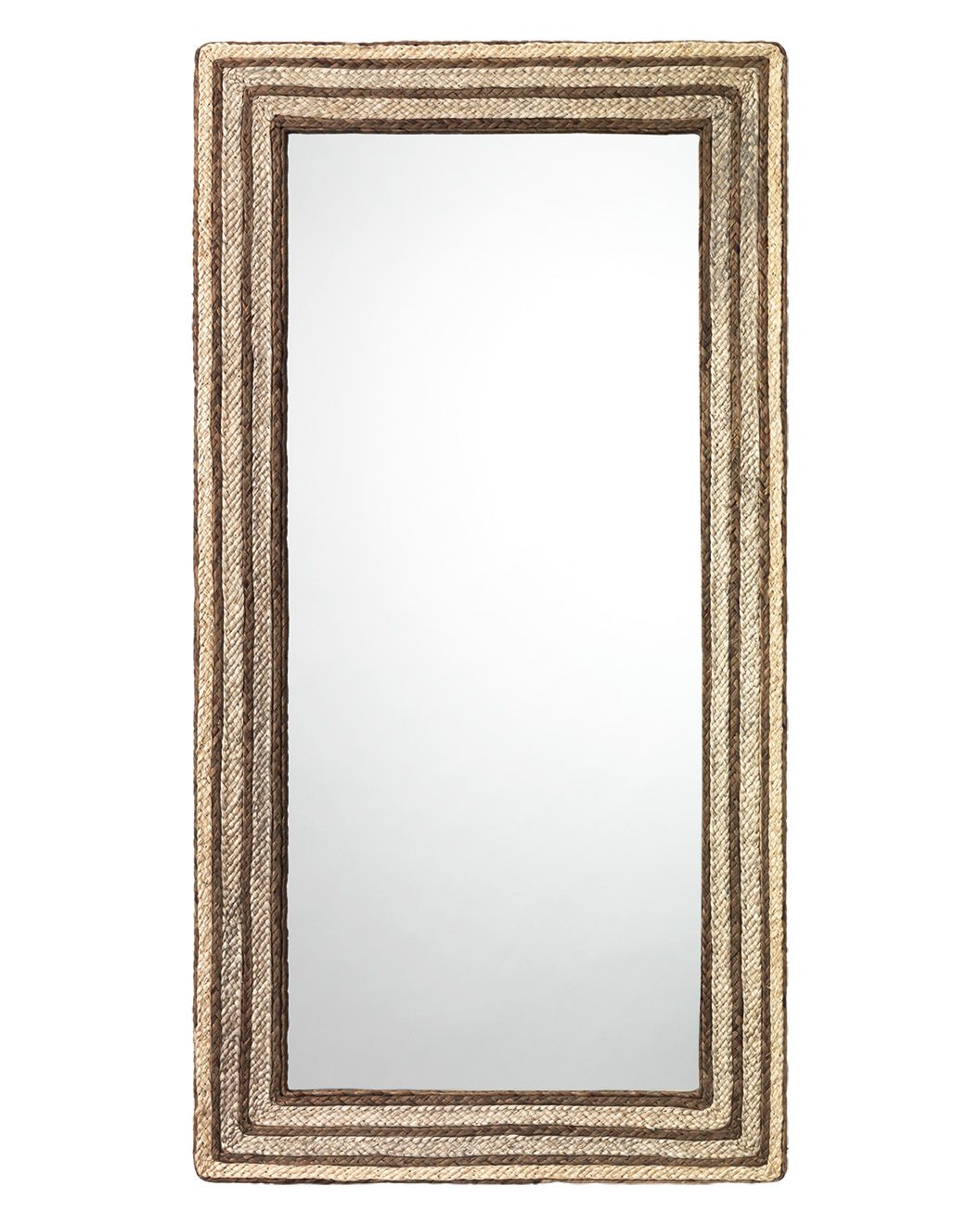 Evergreen Rectangle Mirror in Natural Braided Seagrass