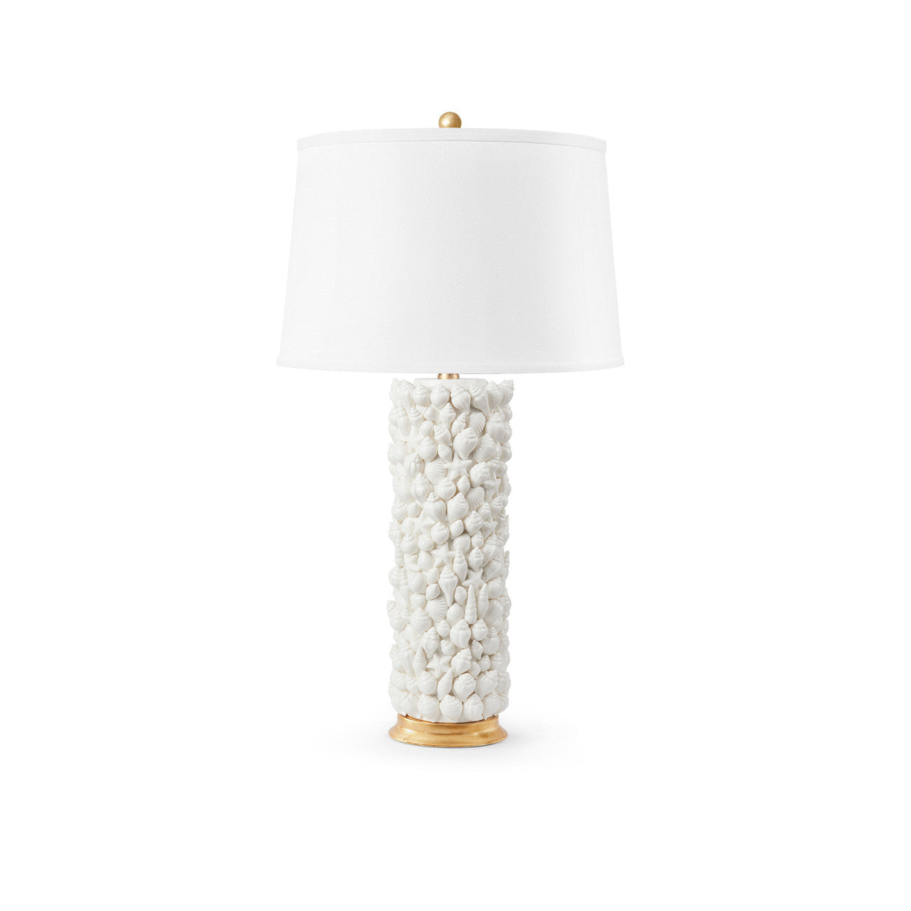 Sanibel Lamp with Shade 17-inch White Linen, with Gold, Blanc de Chine | Sanibel Lamp Collection | Villa & House