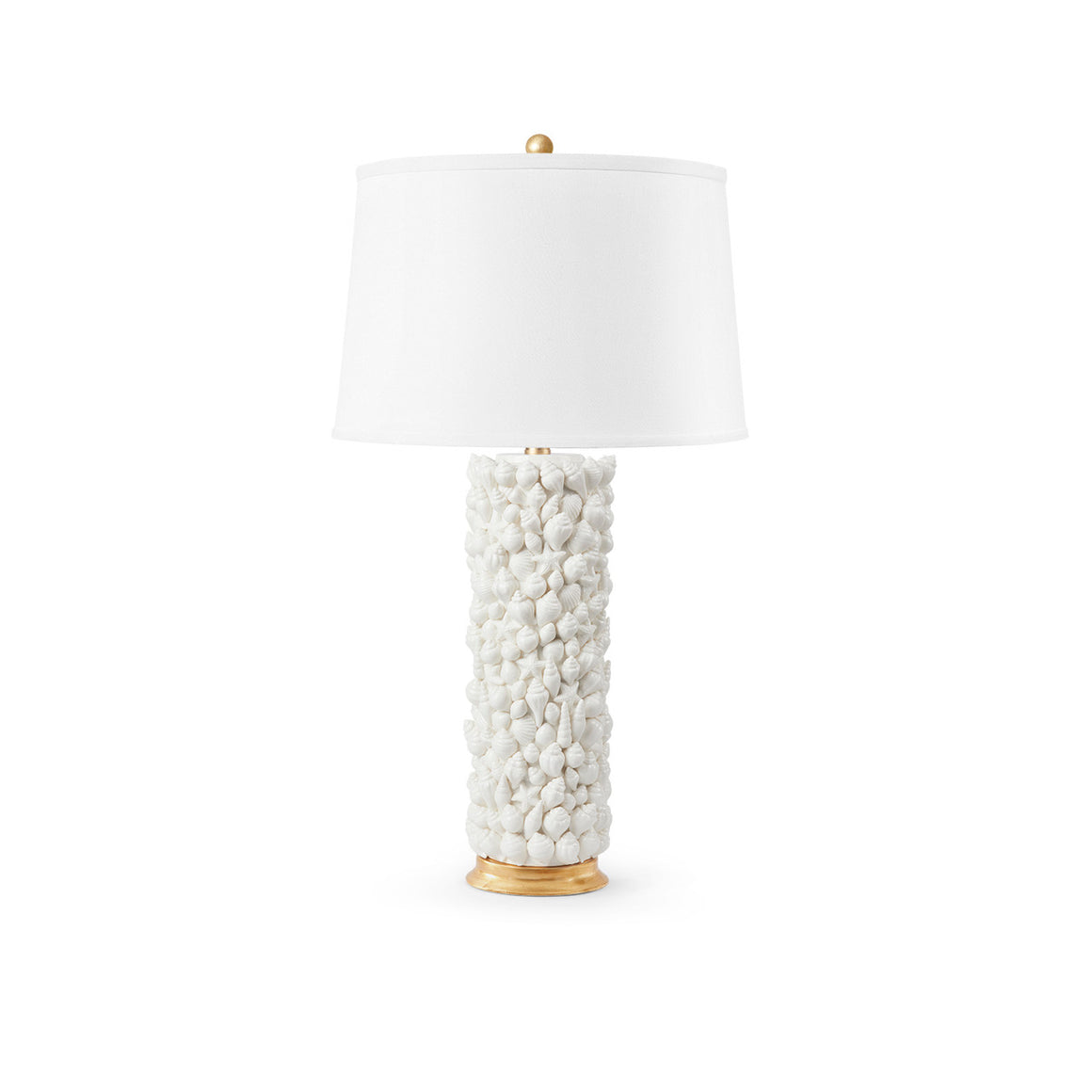 Sanibel Lamp with Shade 17-inch White Linen, with Gold, Blanc de Chine | Sanibel Lamp Collection | Villa & House