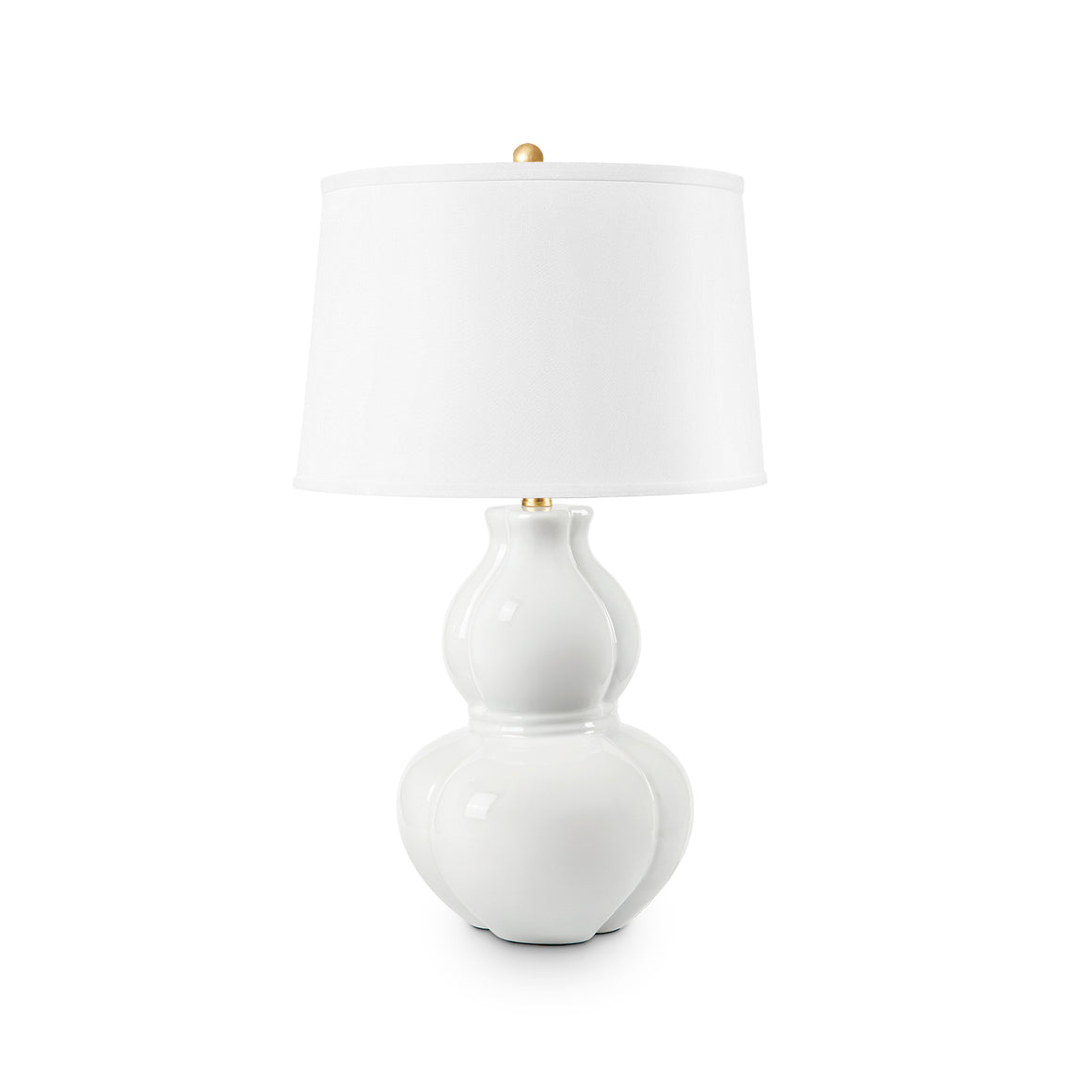 Sandar Lamp with Shade 17-inch White Linen, with Gold - Coconut | Sandar Collection | Villa & House