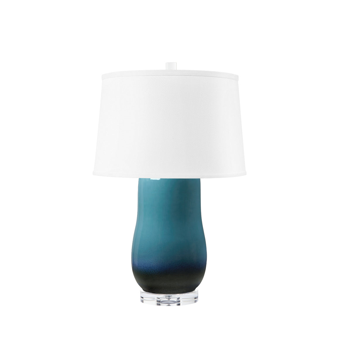Savannah Lamp with Shade 17-inch White Linen, with Nickel, Dusky Ocean | Savannah Collection | Villa & House