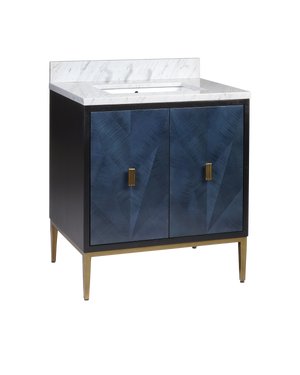 Kallista 30" Blue Vanity with Rectangular Undermount Sink