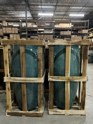Large Ceramic Jar with a Teal Glaze