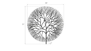 Wire Tree Wall Art, Small, Circle, Metal, Black