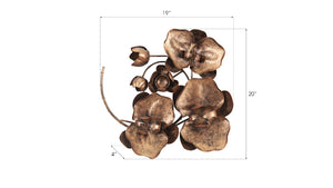 Orchid Sprig Wall Art, Small, Metal, Copper/Black