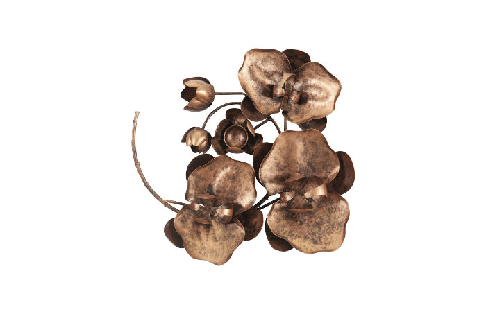 Orchid Sprig Wall Art, Small, Metal, Copper/Black