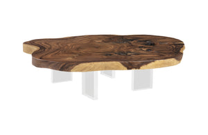 Floating Coffee Table with Acrylic Legs, Natural, Size Varies