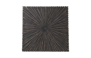Chainsaw Coffee Table, Square, Black Iron Cross Base, Black/Copper