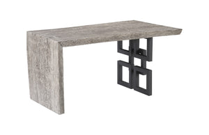 Waterfall Desk, Gray Stone, Satin Black Overlap Leg