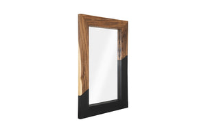 Geometry Wood Mirror, Natural, Black
