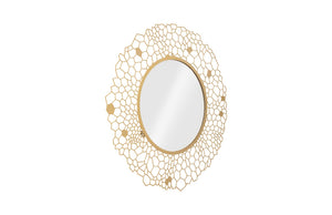 Round Honeycomb Mirror Brass