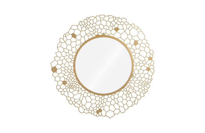 Round Honeycomb Mirror Brass